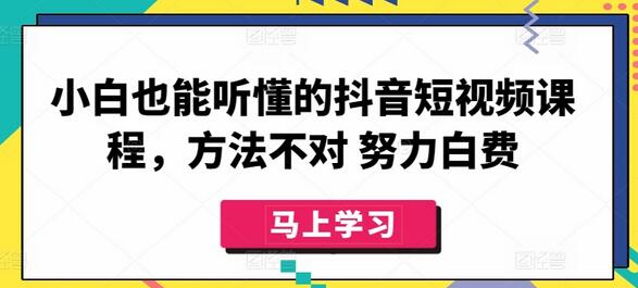 小白也能听懂的抖音短视频课程，方法不对 努力白费萌宝之家-游戏资源站丨手游源码丨页游源码丨端游源码丨架设视频教程丨网赚项目丨萌宝之家