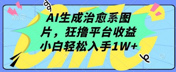 AI生成治愈系图片，狂撸平台收益，小白轻松入手1W+萌宝之家-游戏资源站丨手游源码丨页游源码丨端游源码丨架设视频教程丨网赚项目丨萌宝之家