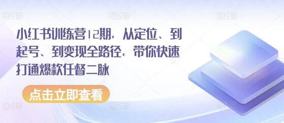 小红书训练营12期，从定位、到起号、到变现全路径，带你快速打通爆款任督二脉萌宝之家-游戏资源站丨手游源码丨页游源码丨端游源码丨架设视频教程丨网赚项目丨萌宝之家