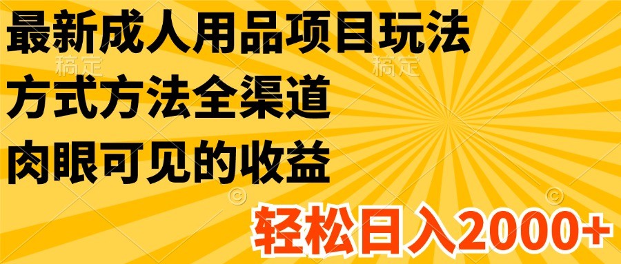 最新成人用品项目玩法，方式方法全渠道，肉眼可见的收益，轻松日入2000+萌宝之家-游戏资源站丨手游源码丨页游源码丨端游源码丨架设视频教程丨网赚项目丨萌宝之家