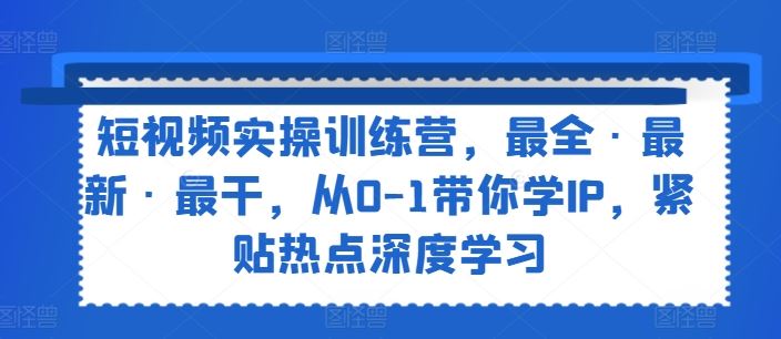 短视频实操训练营，最全·最新·最干，从0-1带你学IP，紧贴热点深度学习萌宝之家-游戏资源站丨手游源码丨页游源码丨端游源码丨架设视频教程丨网赚项目丨萌宝之家