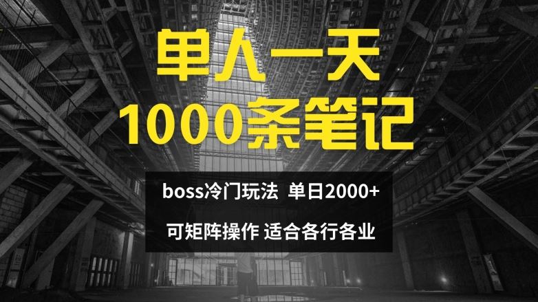 单人一天1000条笔记，日入2000+，BOSS直聘的正确玩法【揭秘】萌宝之家-游戏资源站丨手游源码丨页游源码丨端游源码丨架设视频教程丨网赚项目丨萌宝之家