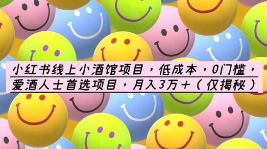 小红书线上小酒馆项目，低成本，0门槛，爱酒人士首选项目，月入3万＋萌宝之家-游戏资源站丨手游源码丨页游源码丨端游源码丨架设视频教程丨网赚项目丨萌宝之家