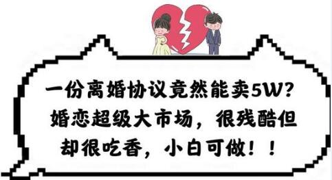 一份离婚协议竟然能卖5W？婚恋超级大市场，很残酷但却很吃香，小白可做萌宝之家-游戏资源站丨手游源码丨页游源码丨端游源码丨架设视频教程丨网赚项目丨萌宝之家