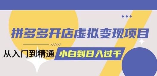 拼多多开店虚拟变现项目：入门到精通 从小白到日入1000（完整版）6月13更新萌宝之家-游戏资源站丨手游源码丨页游源码丨端游源码丨架设视频教程丨网赚项目丨萌宝之家