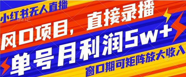 风口项目，小红书无人直播带货，直接录播，可矩阵，月入5w+萌宝之家-游戏资源站丨手游源码丨页游源码丨端游源码丨架设视频教程丨网赚项目丨萌宝之家