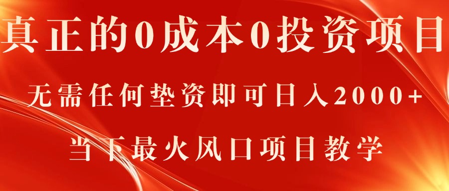 （11387期）真正的0成本0投资项目，无需任何垫资即可日入2000+，当下最火风口项目教学萌宝之家-游戏资源站丨手游源码丨页游源码丨端游源码丨架设视频教程丨网赚项目丨萌宝之家