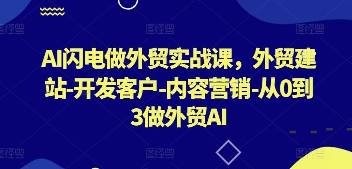 AI闪电做外贸实战课，​外贸建站-开发客户-内容营销-从0到3做外贸AI（更新）萌宝之家-游戏资源站丨手游源码丨页游源码丨端游源码丨架设视频教程丨网赚项目丨萌宝之家