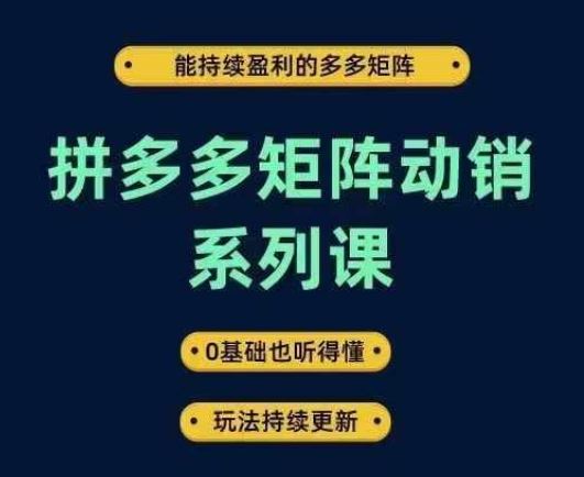 拼多多矩阵动销系列课，能持续盈利的多多矩阵，0基础也听得懂，玩法持续更新萌宝之家-游戏资源站丨手游源码丨页游源码丨端游源码丨架设视频教程丨网赚项目丨萌宝之家