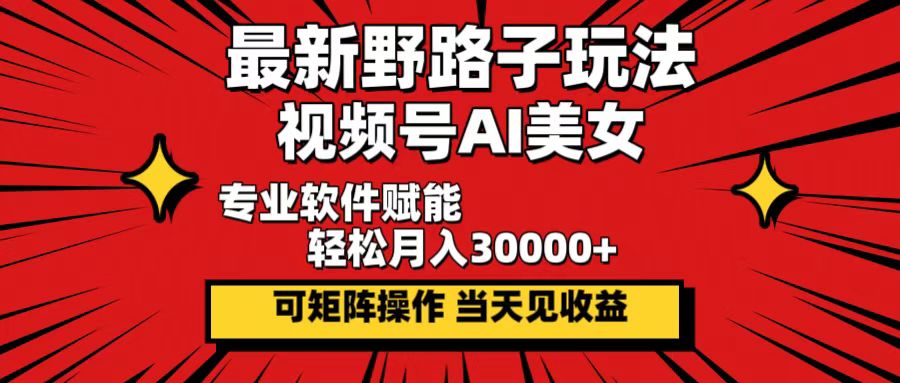 （12798期）最新野路子玩法，视频号AI美女，当天见收益，轻松月入30000＋萌宝之家-游戏资源站丨手游源码丨页游源码丨端游源码丨架设视频教程丨网赚项目丨萌宝之家