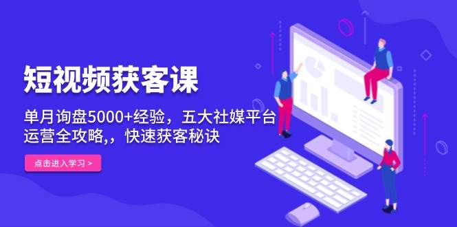 （13715期）短视频获客课，单月询盘5000+经验，五大社媒平台运营全攻略,，快速获客…萌宝之家-游戏资源站丨手游源码丨页游源码丨端游源码丨架设视频教程丨网赚项目丨萌宝之家