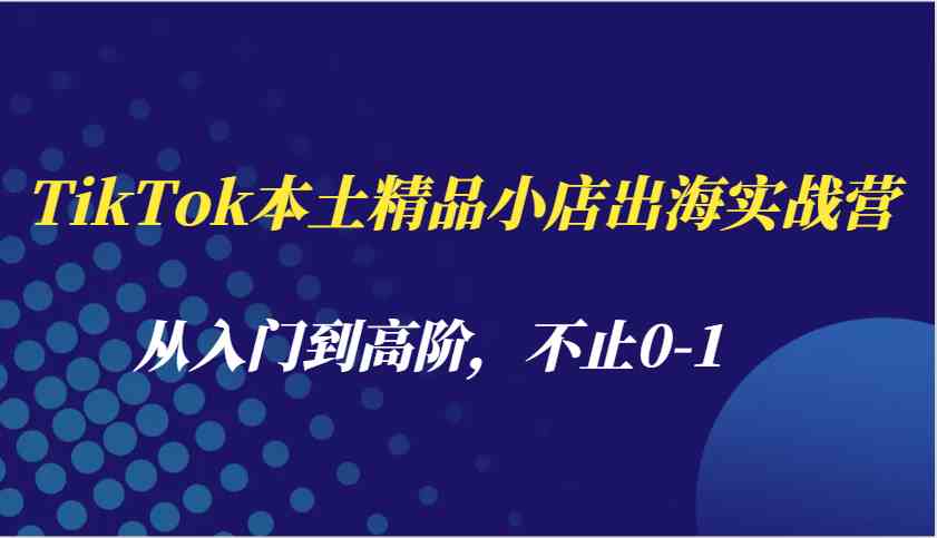 TikTok本土精品小店出海实战营，从入门到高阶，不止0-1萌宝之家-游戏资源站丨手游源码丨页游源码丨端游源码丨架设视频教程丨网赚项目丨萌宝之家