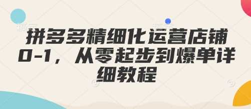 拼多多精细化运营店铺0-1，从零起步到爆单详细教程萌宝之家-游戏资源站丨手游源码丨页游源码丨端游源码丨架设视频教程丨网赚项目丨萌宝之家