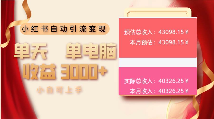 （13999期）小红书自动引流变现 单天单电脑收益3000+  小白可上手萌宝之家-游戏资源站丨手游源码丨页游源码丨端游源码丨架设视频教程丨网赚项目丨萌宝之家