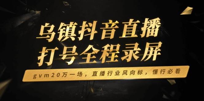 （14014期）乌镇抖音直播打号全程录屏，gvm20万一场，直播行业风向标，懂行必看萌宝之家-游戏资源站丨手游源码丨页游源码丨端游源码丨架设视频教程丨网赚项目丨萌宝之家