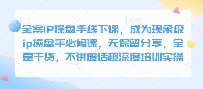 全案IP操盘手线下课，成为现象级ip操盘手必修课，无保留分享，全是干货，不讲废话超深度培训实操萌宝之家-游戏资源站丨手游源码丨页游源码丨端游源码丨架设视频教程丨网赚项目丨萌宝之家