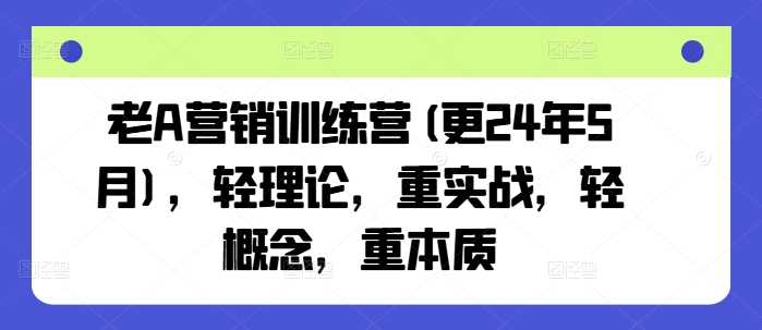 老A营销训练营(更25年3月)，轻理论，重实战，轻概念，重本质萌宝之家-游戏资源站丨手游源码丨页游源码丨端游源码丨架设视频教程丨网赚项目丨萌宝之家