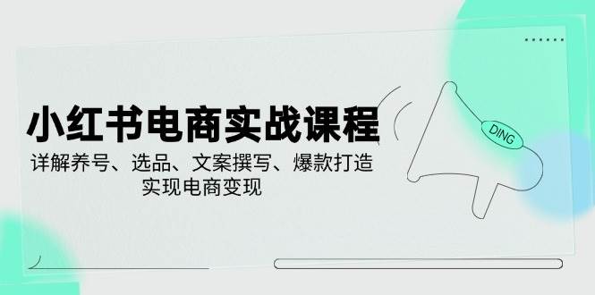 小红书电商实战课程，详解养号、选品、文案撰写、爆款打造，实现电商变现萌宝之家-游戏资源站丨手游源码丨页游源码丨端游源码丨架设视频教程丨网赚项目丨萌宝之家
